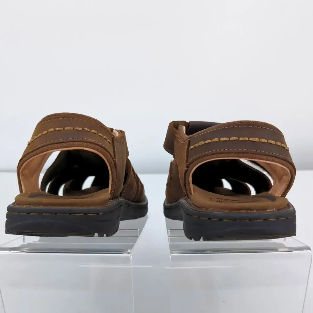 Abeo Sandals Mens 8 Brown Leather Burke Fisherman Bio System Neutral Footbed
